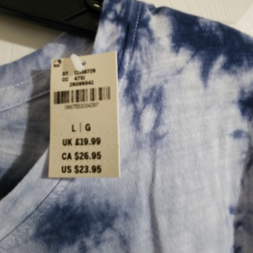 PINK Victoria's Secret Blue Tie-Dye Short Sleeve Tee L - Picture 5 of 5